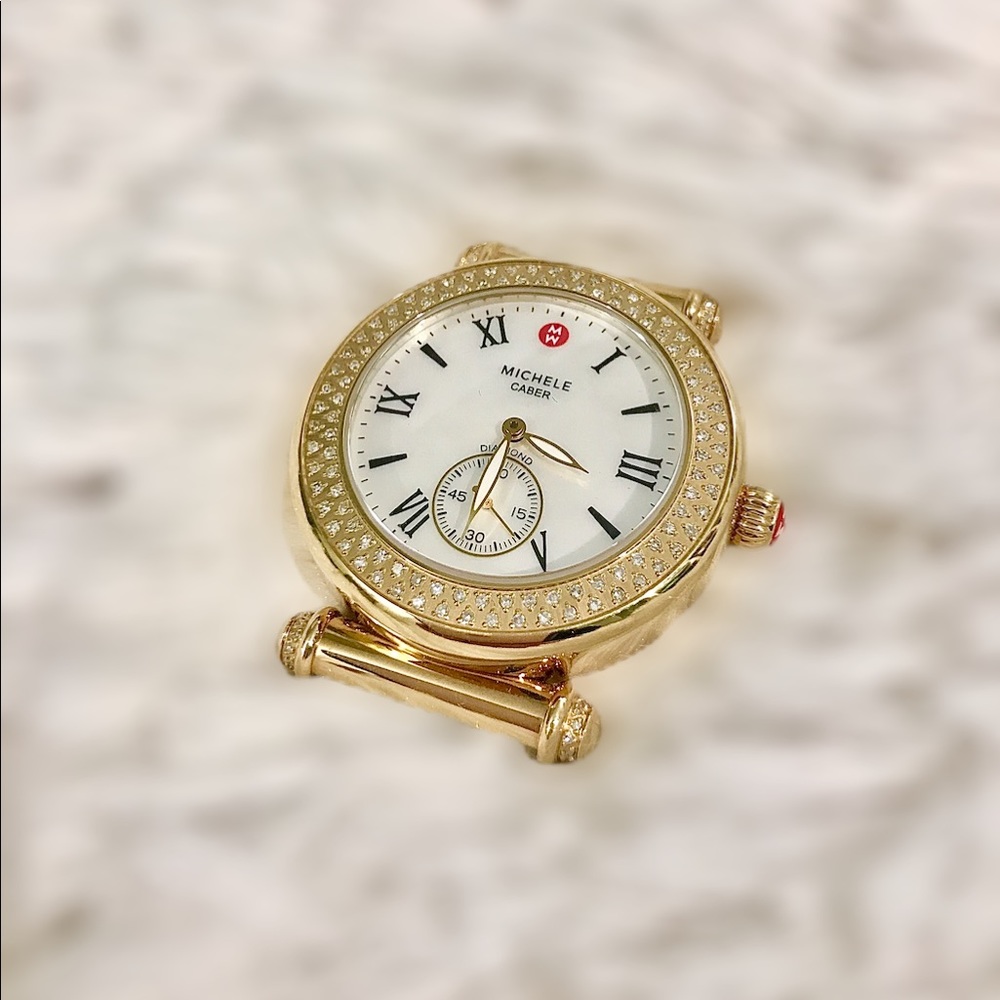 Michele Caber Diamond Gold Watch Head